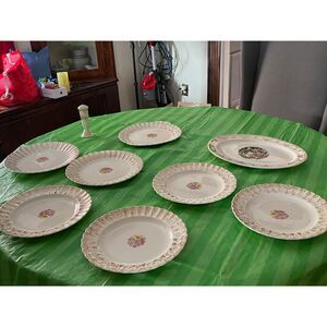 Vintage Tea Party China Floral Plates Gold Trim Bundle Salt Pepper